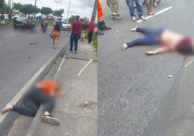 VÍDEO: Mulher morre e motociclista fica ferido em grave acidente de trânsito em Manaus