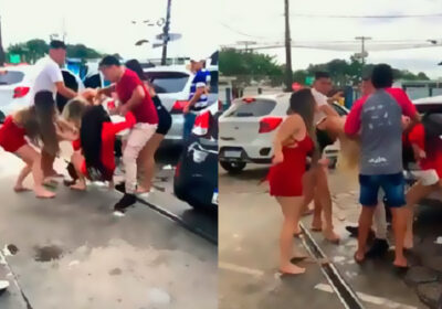 Blogueiras acabam nuas durante briga por boy exclusivo em posto de Manaus