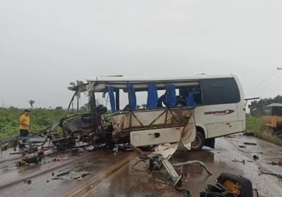 Cenas fortes: Acidente entre micro-ônibus e caminhão deixa 11 mortos no Pará