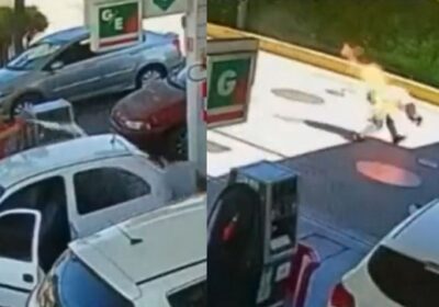 VÍDEO: Frentista ateia fogo em cliente após discussão em posto de gasolina