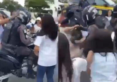 VÍDEO: Mulher dá tapa em policial e acaba recebendo vários socos e puxões de cabelo