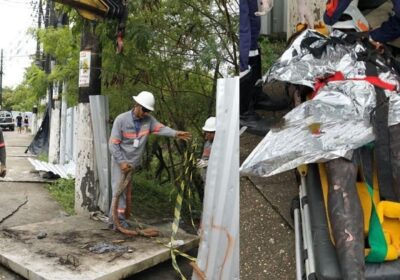 Bombeiros resgatam homem preso em caixa subterrânea de energia elétrica em Manaus