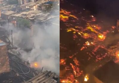 VÍDEO: Incêndio de grandes proporções destrói moradias em comunidade de SP