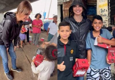 Luciana Gimenez faz doação de ovos de Páscoa a crianças carentes; vídeo