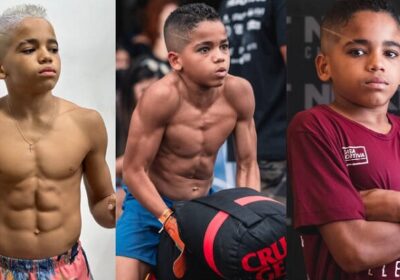 Menino de 12 anos mantém carga de exercícios pesada e alimentação regrada