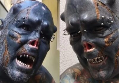 Homem mais tatuado do Brasil usa ferro de soldar para queimar pele do rosto; vídeo