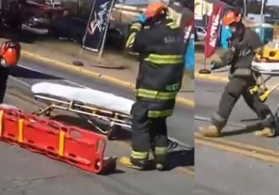 VÍDEO: Bombeiros são flagrados deixando vítima cair da maca durante resgate