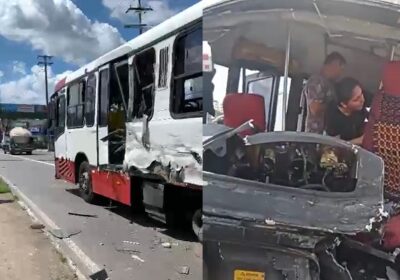 Micro-ônibus perde a direção e invade contramão na Torquato; vídeo