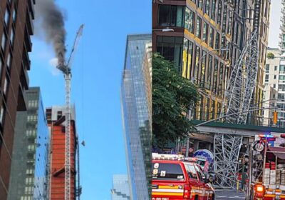 VÍDEO: Guindaste pega fogo, despenca e atinge prédios e avenidas de Nova York