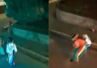 VÍDEO: ‘Patati’ e ‘Patatá’ da carreta da alegria trocam socos na rua