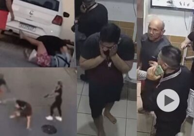 VÍDEO: Esposa de policial civil dá surra em mulher e depois atira no rosto de homem em Manaus