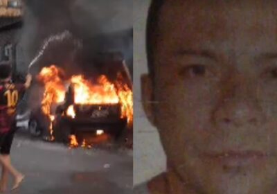 VÍDEO: Homem incendeia carro da família em Manaus e irmã diz que ele é doido