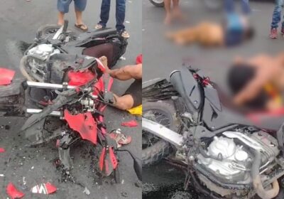 VEJA VÍDEO: Motociclista fica gravemente ferida após colidir em traseira de ônibus em Manaus