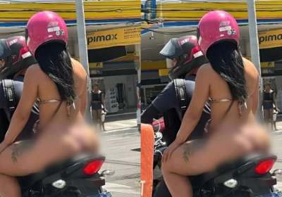 Mulher é flagrada só ‘no fio cheiroso’ em cima do ‘moto bronze’ na cidade; veja