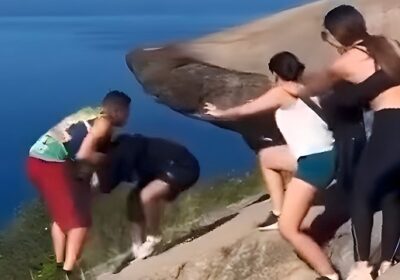 VÍDEO: Na fila para tirar foto, homens brigam no alto da Pedra do Telégrafo