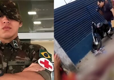 VÍDEO: Militar do exército morre e passageira fica ferida ao bater em poste em Manaus