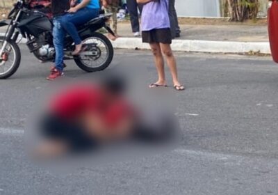 Pai e filha são arremessados de moto em acidente na avenida Natan Xavier, em Manaus