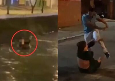 Vídeo: mulher é espancada e anda em esgoto por causa de corrida de app