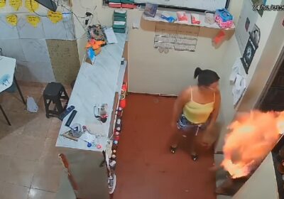 VÍDEO: Mulher ateia fogo no próprio marido que sai correndo em chamas