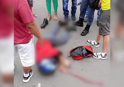 VÍDEO: Motociclista fica ferido em acidente entre carro e moto em Manaus