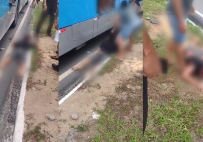 VÍDEO: Suspeitos de assaltar ônibus recebem “carinho” da população em Manaus