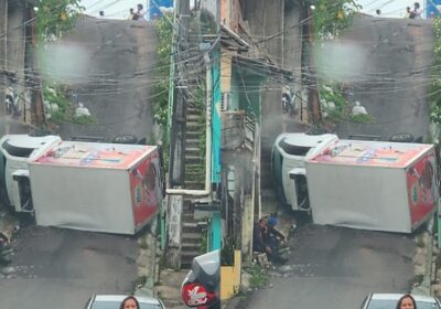 VÍDEO: Caminhão capota após perder o controle em ladeira de Manaus