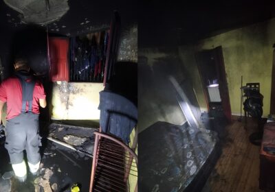 Incêndio atinge casa e família consegue fugir por buraco do ar-condicionado em Manaus