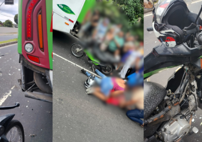 VÍDEO: Motociclista fica ferido ao colidir em traseira de ônibus em Manaus