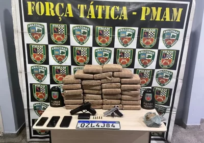 PM prende trio e apreende cerca de 40 quilos de maconha tipo skunk em Manaus