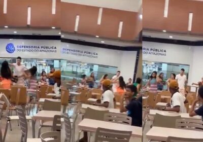 VÍDEO: Mulher flagra marido com outra e agride suposta amante dentro de shopping em Manaus