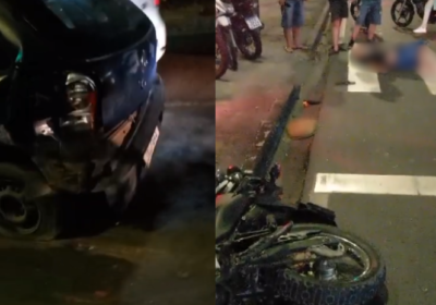 VÍDEO: Motociclista colide com traseira de carro e é arremessado em Manaus