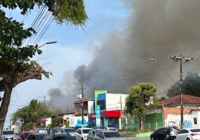 VÍDEO: Incêndio de grandes proporções atinge área de mata no Centro de Manaus