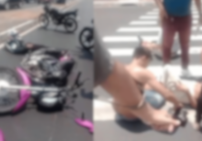 VÍDEO: Motociclista avança sinal e atropela quatro pessoas na faixa de pedestre em Manaus