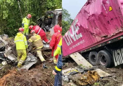 Carreta tomba sobre van que estava com atletas e deixa nove mortos