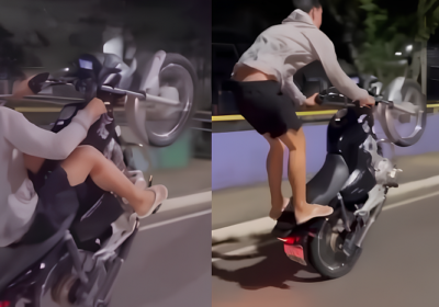 Jovem cai de moto ao fazer ‘grau’ em avenida de Manaus: “Vídeo satisfatório”