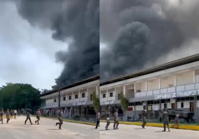 VÍDEO: Incêndio de grandes proporções atinge base militar em Manaus