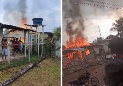 VÍDEOS: incêndio destrói casa em Presidente Figueiredo no AM