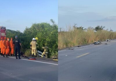 Avó e neta morrem após caçamba invadir contramão e atingir carro na BR-174