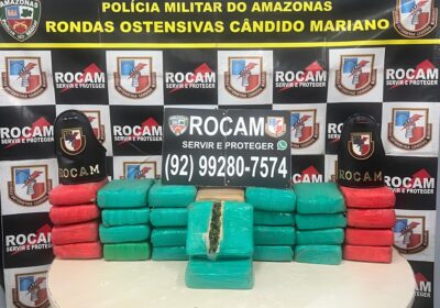 Cerca de 30 tabletes de maconha são apreendidos em terreno em Manaus