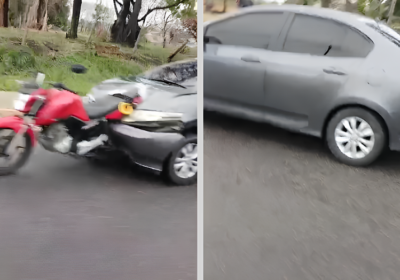 VÍDEO: Moto fica ‘encaixada’ em dianteira de carro durante acidente em Manaus