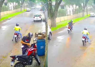 VÍDEO: Mulher é abandonada por comparsa durante furto de moto no Paraná