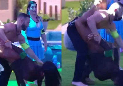 BBB 25: Gracyanne Barbosa dá com a cara no chão durante dança com Diego Hypólito