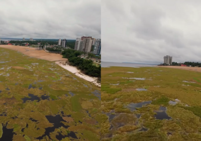 VEJA VÍDEO – Fenômeno natural: ilhas de capim surgem na Ponta Negra